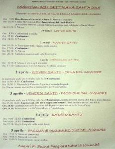 Programma Settimana Santa Pasqua 2015 Parrocchia San Lorenzo Maggiore